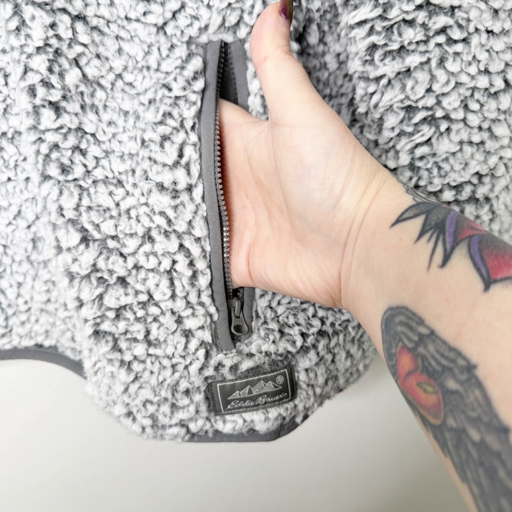 EDDIE BAUER | Fireside Plush 1/2 Zip Pullover Hoodie‎ Top Fleece Sherpa Sz. XL - Picture 3 of 5